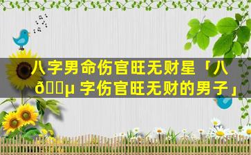 八字男命伤官旺无财星「八 🌵 字伤官旺无财的男子」